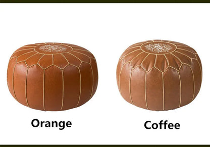 Decorative Moroccan PU Leather Pouf Soft Round Cushion Without Core Unstuffed Cushion Pillow Modern Home Decor