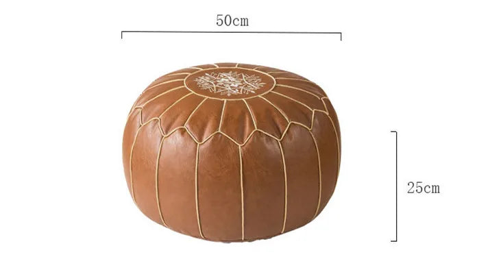 Decorative Moroccan PU Leather Pouf Soft Round Cushion Without Core Unstuffed Cushion Pillow Modern Home Decor