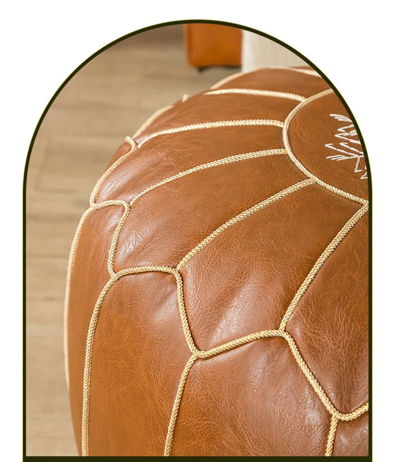 Decorative Moroccan PU Leather Pouf Soft Round Cushion Without Core Unstuffed Cushion Pillow Modern Home Decor